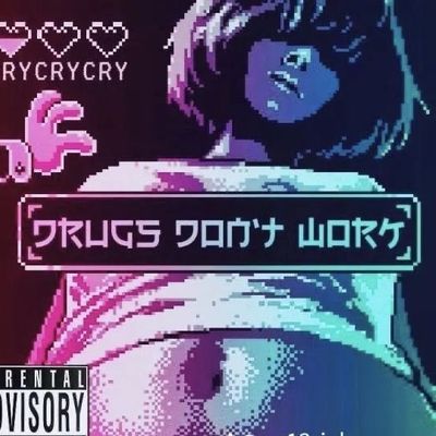Drugs Don't Work pixel art retro distressed dark text