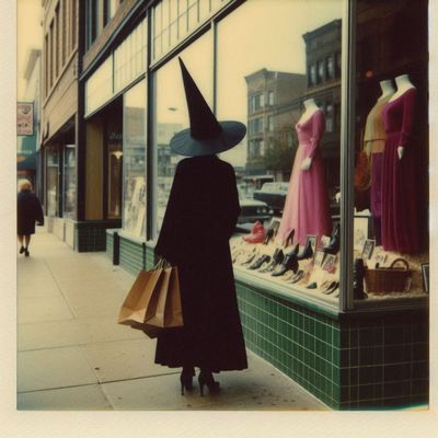 Silhouette Witch Window Shopping