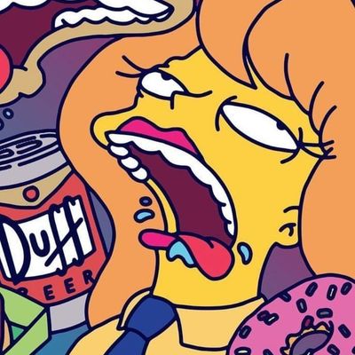 Mindy from the Simpsons with a Duff beer