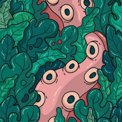 Octopus Amidst Green Leaves