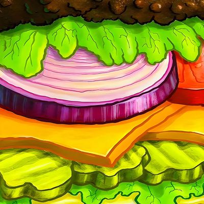 Layered Vegetables in a Burger