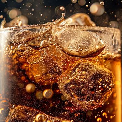Bubbly Cola with Ice Cubes