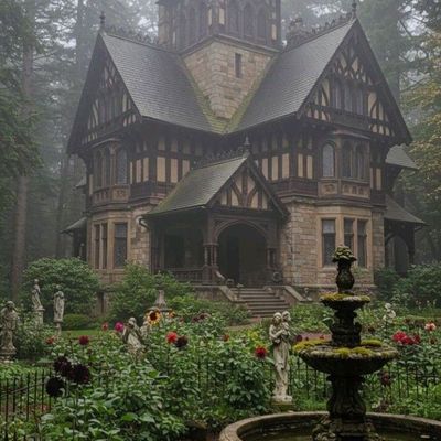 Gothic Mansion in the Mist