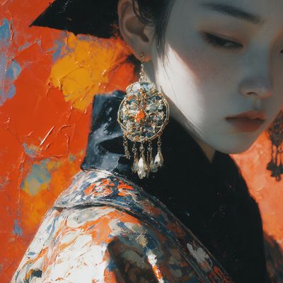 Elegant Earrings in Vibrant Painting