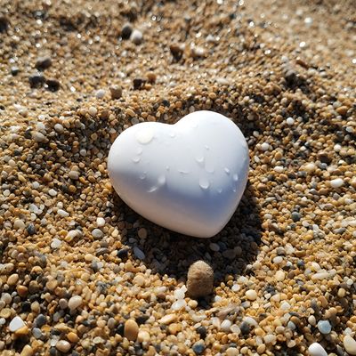 Heart on the Beach heart beach pebbles dew sunlight