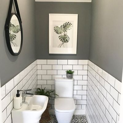 Modern Bathroom with White Subway Tiles