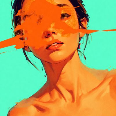 Abstract Portrait with Orange Overlay