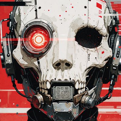 Cyborg Skull with Red Eye