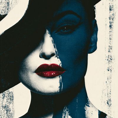Abstract Portrait with Red Lips
