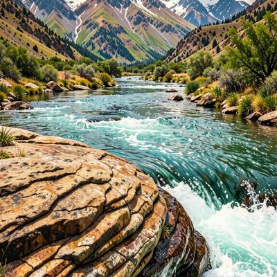 Rushing River Through Rocky Landscape