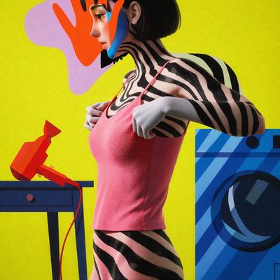 Abstract Fashion Portrait abstract fashion portrait colorful striped