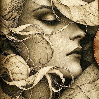 Abstract Portrait with Intricate Lines portrait intricate lines serene textured background abstract art