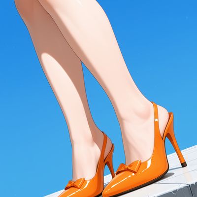 Orange Patent Leather High Heels