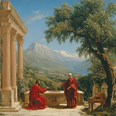 Classical Dialogue Under Ancient Ruins