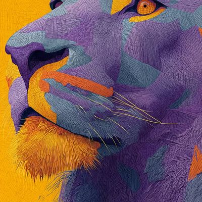 Abstract Purple Lion