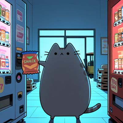 Pusheen in a Snack Aisle