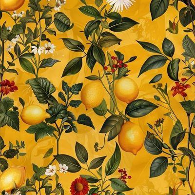 Lemon Tree on Yellow Background