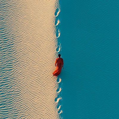 Solitary Figure in Red Sand