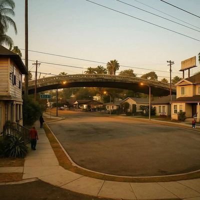 Urban Bridge at Sunset
