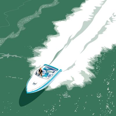 Speedboat on Emerald Lake