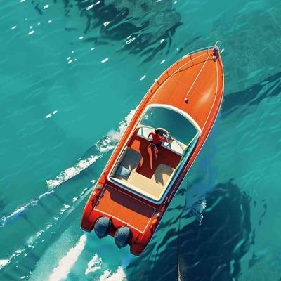 Vintage Speedboat on Turquoise Waters