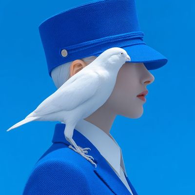 Blue Uniform Dove blue uniform hat white dove sky
