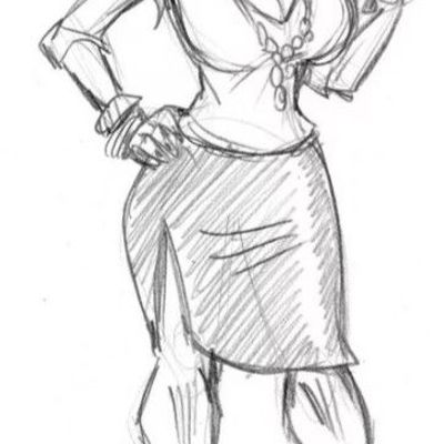 Sketch of Plus Size Woman in Skirt