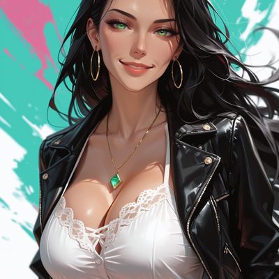Elegant Woman in Leather Jacket