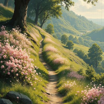 Spring Pathway Through Blossoms