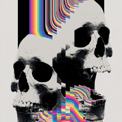 Skulls with Psychedelic Stripes