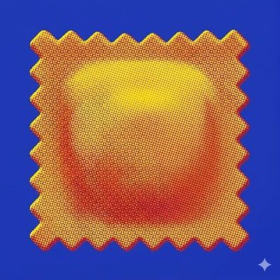 Pixelated Pasta on Blue pixelated pasta gradient blue background