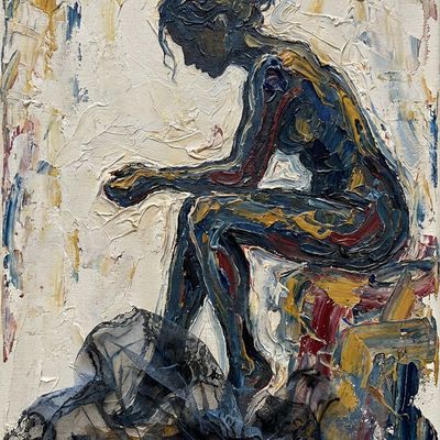 Abstract Figure in Motion abstract figure motion bold strokes blue