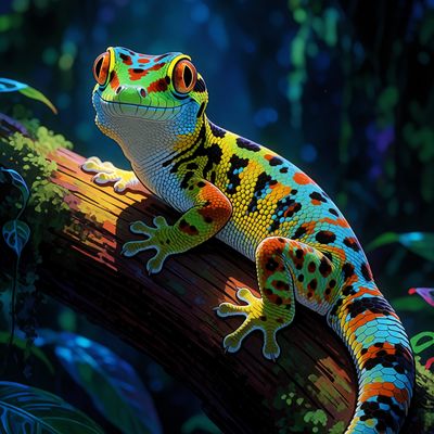Colorful Gecko in Neon Jungle