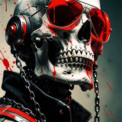 Cyberpunk Skull with Red Sunglasses