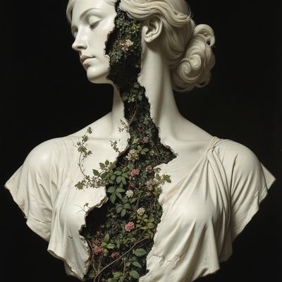 Flora's Bust woman traditional art sculpture surrealism conceptart