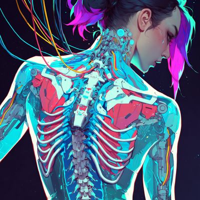 Cyber Anatomy woman cyberpunk neon futurism implants