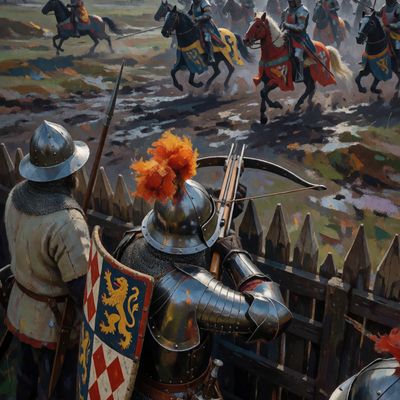 Medieval Battle Scene traditional art painting warfare soldiers armor