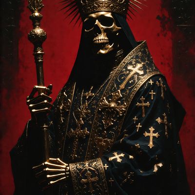 Skull Priest skull priest gold crosses religious