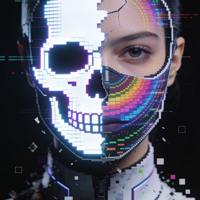 Pixelated Mask woman pixel art mask digital art glitch effect