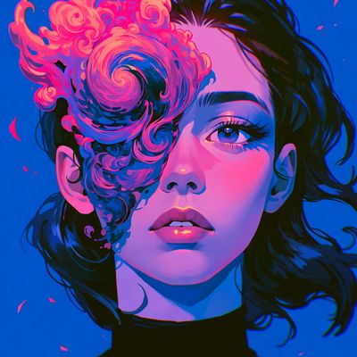 Neon Dreams woman painting contemporaryart neon cyberpunk