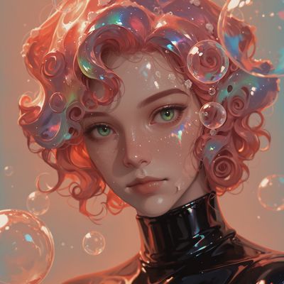 Bubble Girl woman cyberpunk digitalart futuristic chrome