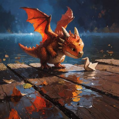 Dragon's Paper Boat dragon paper boat fantasy painting oil