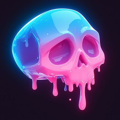 Melted Neon Skull