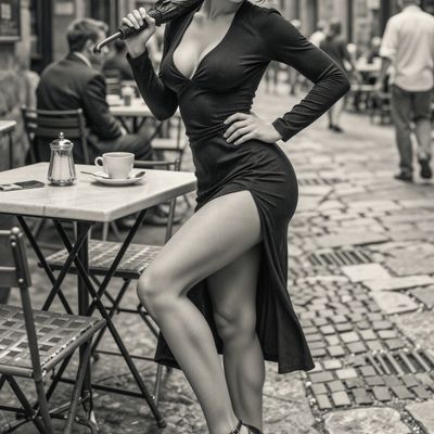 Elegant Street Cafe Pose