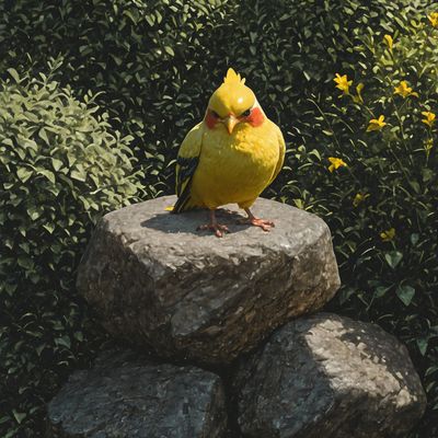 Yellow Bird Perched bird yellow cockatiel stone nature
