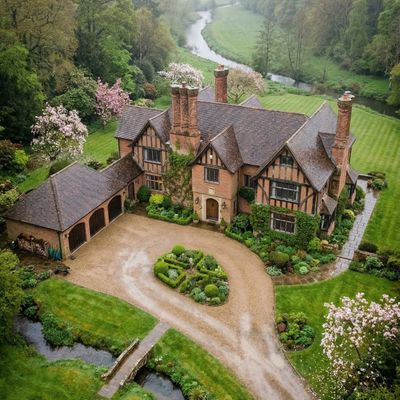Enchanted Tudor Manor traditional art painting canvas oil watercolour
