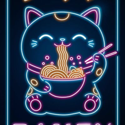 Neon Ramen Cat