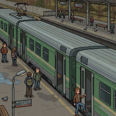 Train Station Scene train people station platform waiting