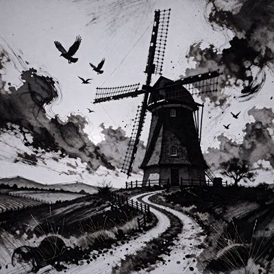 Windmill Dreams traditional art painting canvas oil landscape