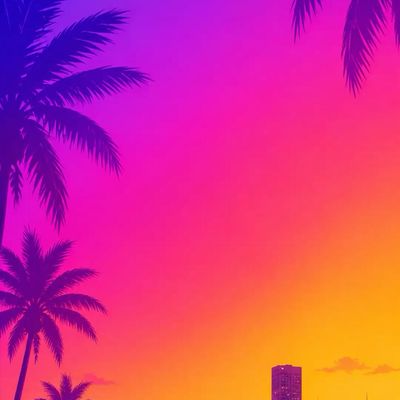 Neon Palm Paradise paint color abstract landscape neon